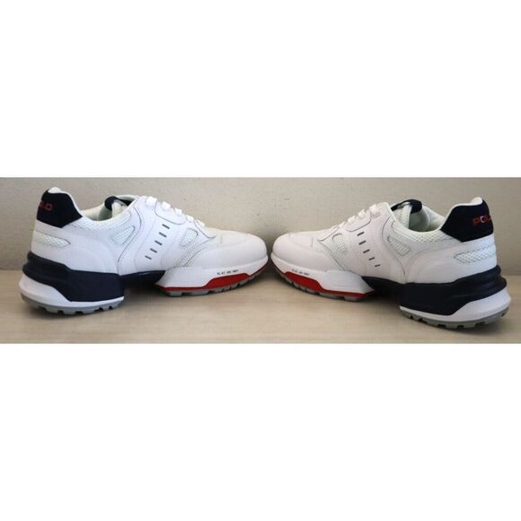 Polo Ralph Lauren Men's Sz 9 White/Navy/Red Jogger Leather & Mesh Sneakers - Picture 3 of 10
